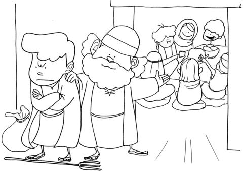 Luke 15 25 31 Prodigal Son   The Elder Son Is Angry With His Father Coloring Page